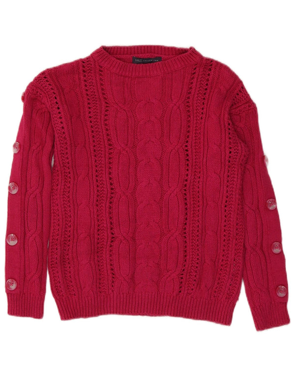 Marks & Spencer Pull col bateau pour femme UK 8 Petit coton rose