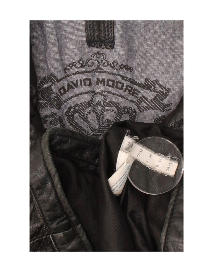 DAVID MOORE Mens Leather Jacket UK 42 XL Black Leather Vintage David Moore and Second-Hand David Moore from Messina Hembry 