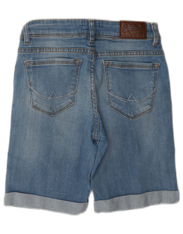 Superdry Short En Jean Déchiré W28 Femme Bleu Moyen