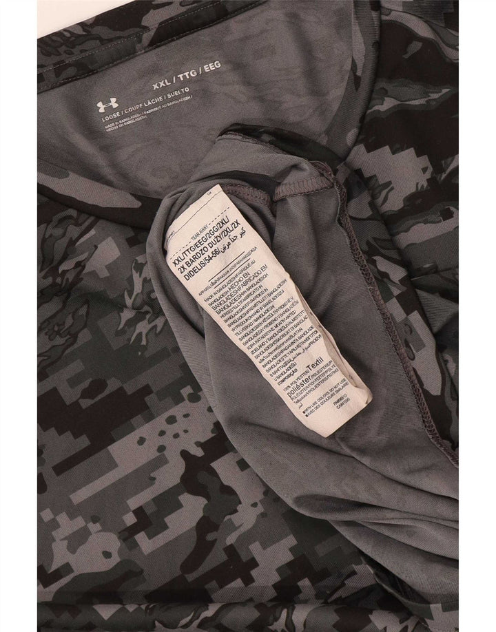 Under Armour T-Shirt Homme Top 2XL Gris Camouflage Polyester