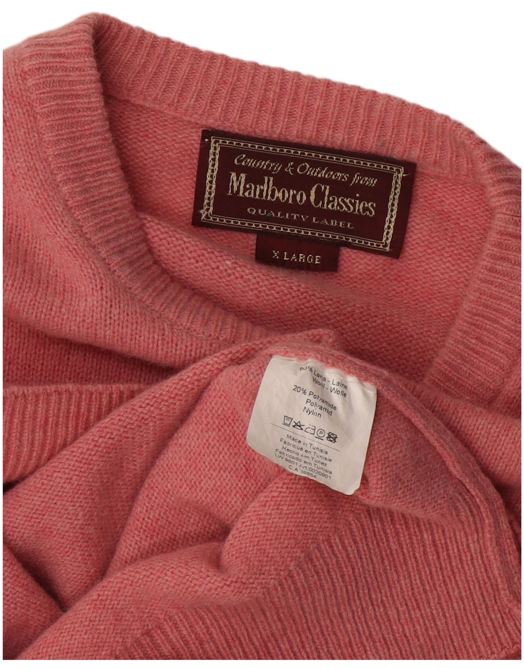 MARLBORO CLASSICS Pull col rond homme XL laine rose