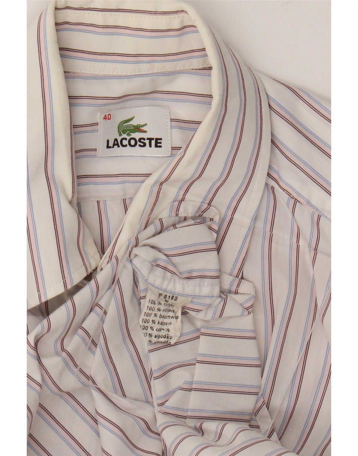 Lacoste Chemise Homme Taille 40 Coton Rayé Blanc Moyen