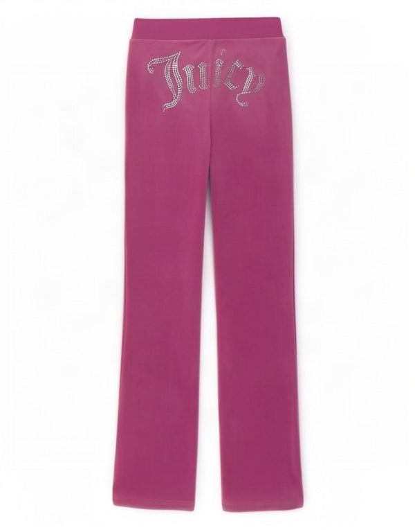 Juicy Couture Pantalon de survêtement en velours graphique pour femme UK 4 XS Rose