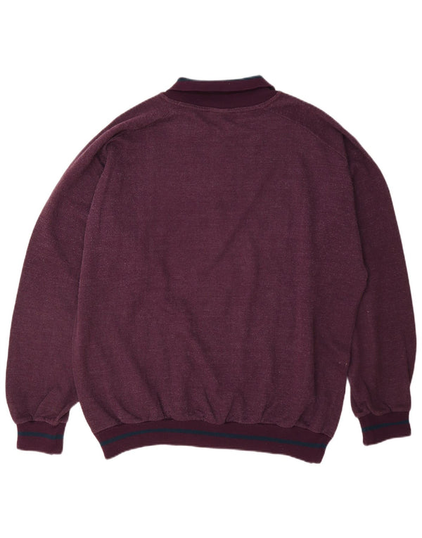 C&A Pull graphique à col polo pour homme EU 52/54 Large en coton bordeaux