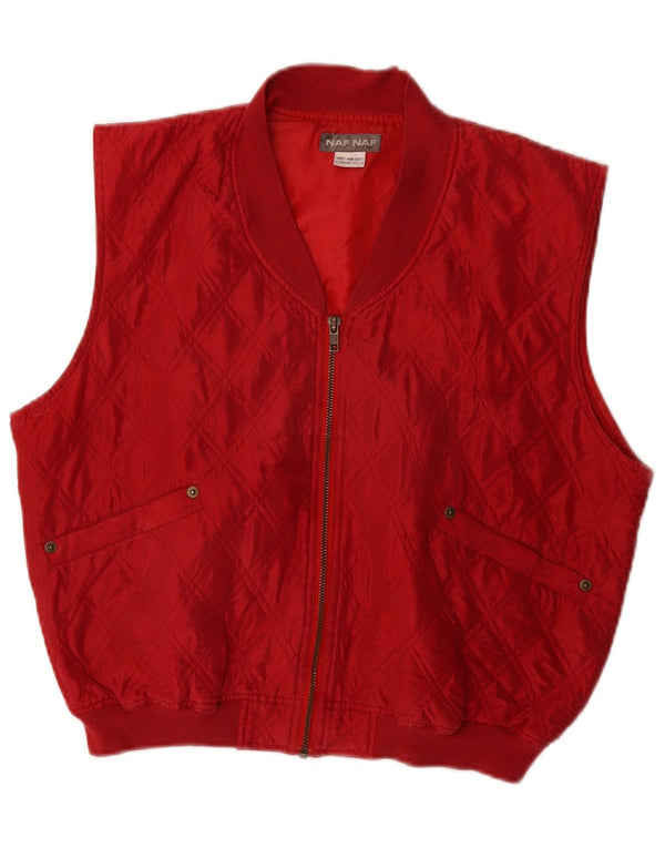 Naf Gilet matelassé pour femme UK 12 Soie rouge moyen
