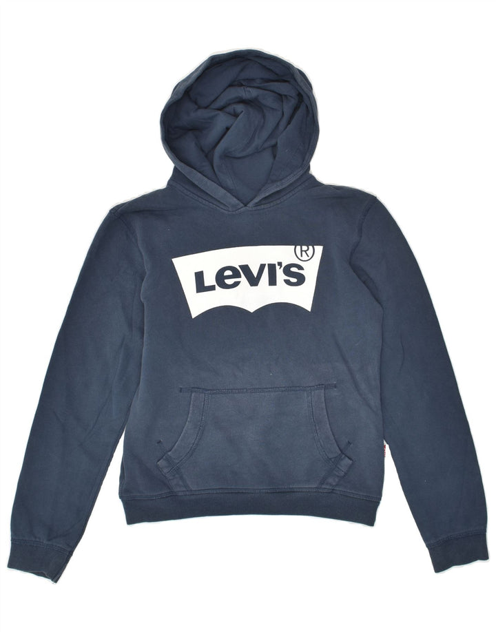 LEVI'S Boys Graphic Hoodie Jumper 11-12 Years Navy Blue Cotton | Vintage Levi's | Thrift | Second-Hand Levi's | Used Clothing | Messina Hembry 