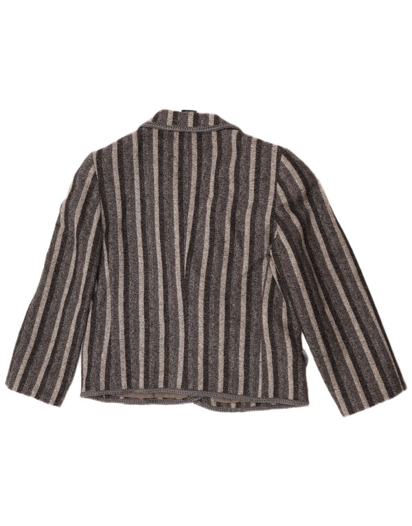 vintage Femme Double Breasted Blazer Veste UK 12 Gris Moyen Rayé