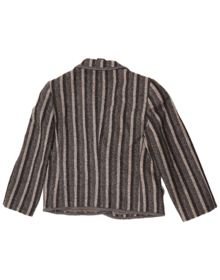 vintage Femme Double Breasted Blazer Veste UK 12 Gris Moyen Rayé