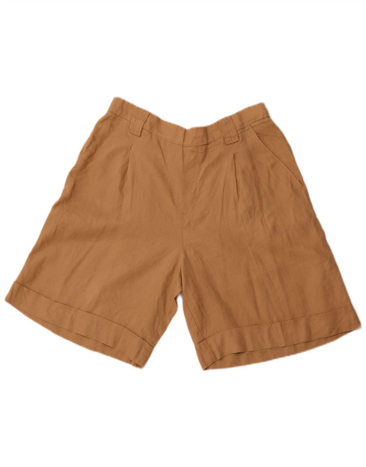 BENETTON Short décontracté taille haute pour homme W32 en lin marron moyen