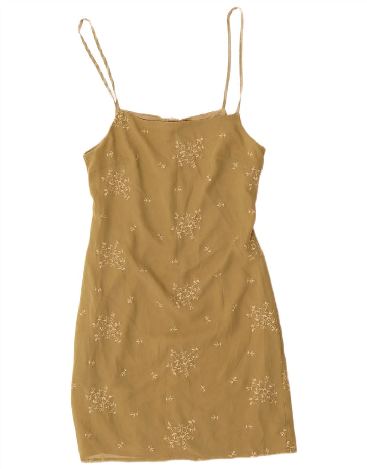 Benetton Robe d'été pour femme UK 10 Petit vert floral en polyester