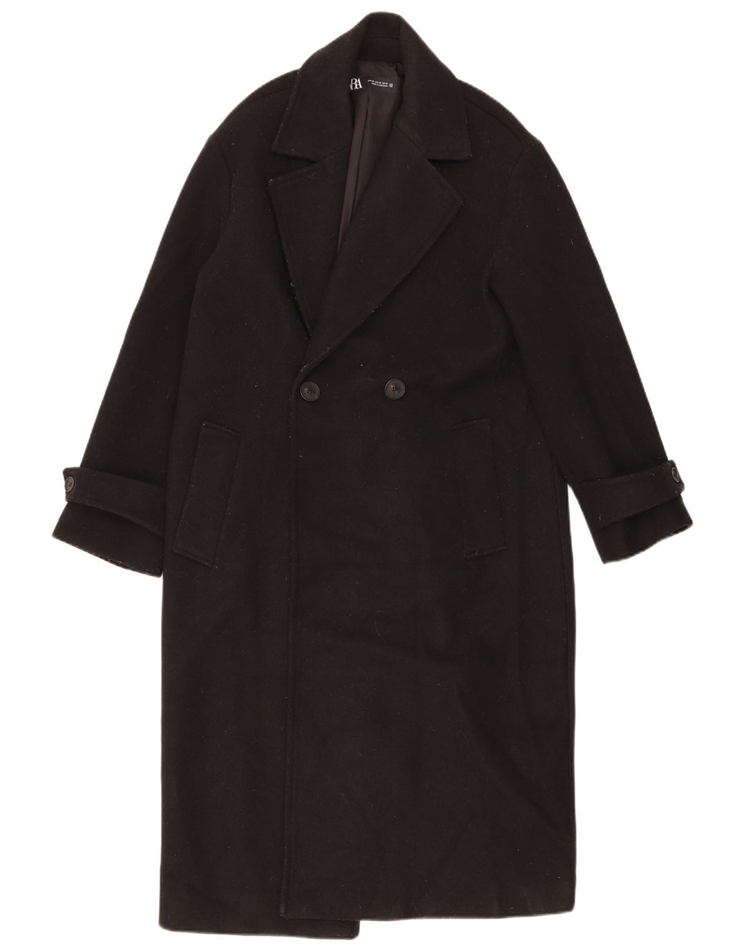 Zara Manteau surdimensionné à double boutonnage pour femme UK 6 XS Noir Polyester