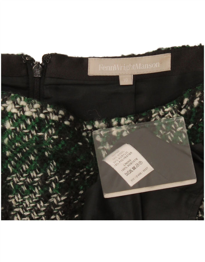 Fenn Wright Manson Mini jupe femme UK 10 Small W30 laine à carreaux vert