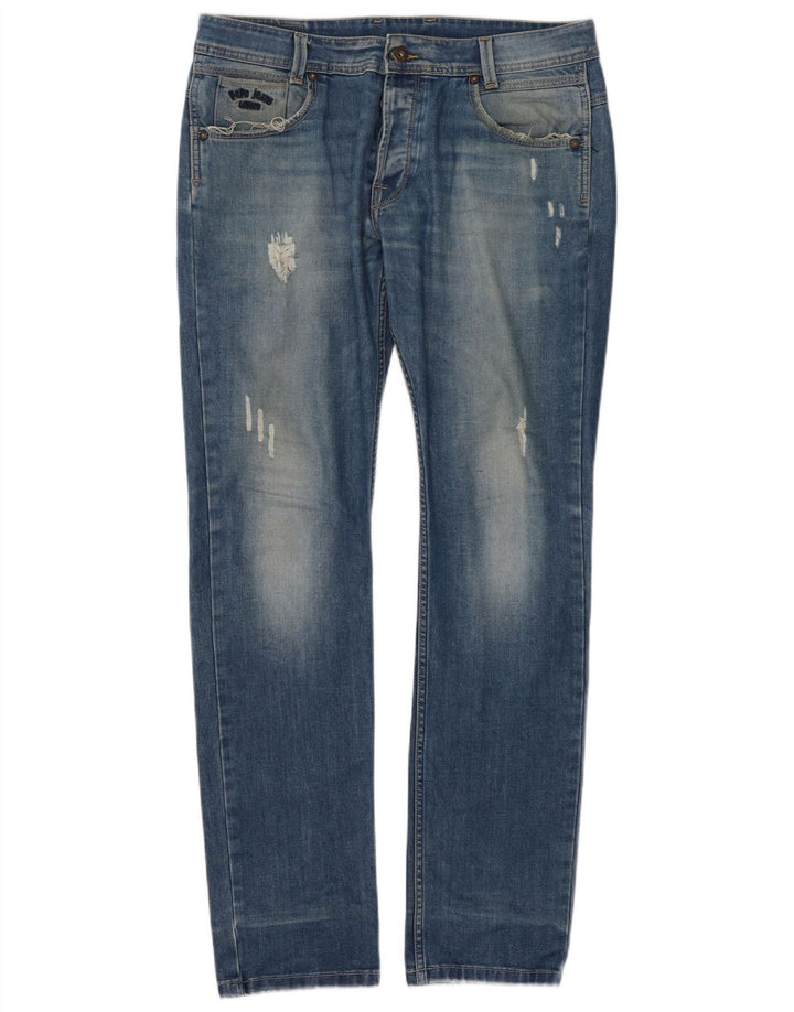 PEPE Jeans Jean slim effet vieilli pour femme W34 L34 Bleu Coton