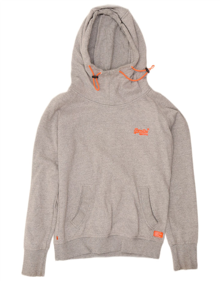 SUPERDRY Pull à capuche pour femme UK 44 Gris moyen chiné en coton