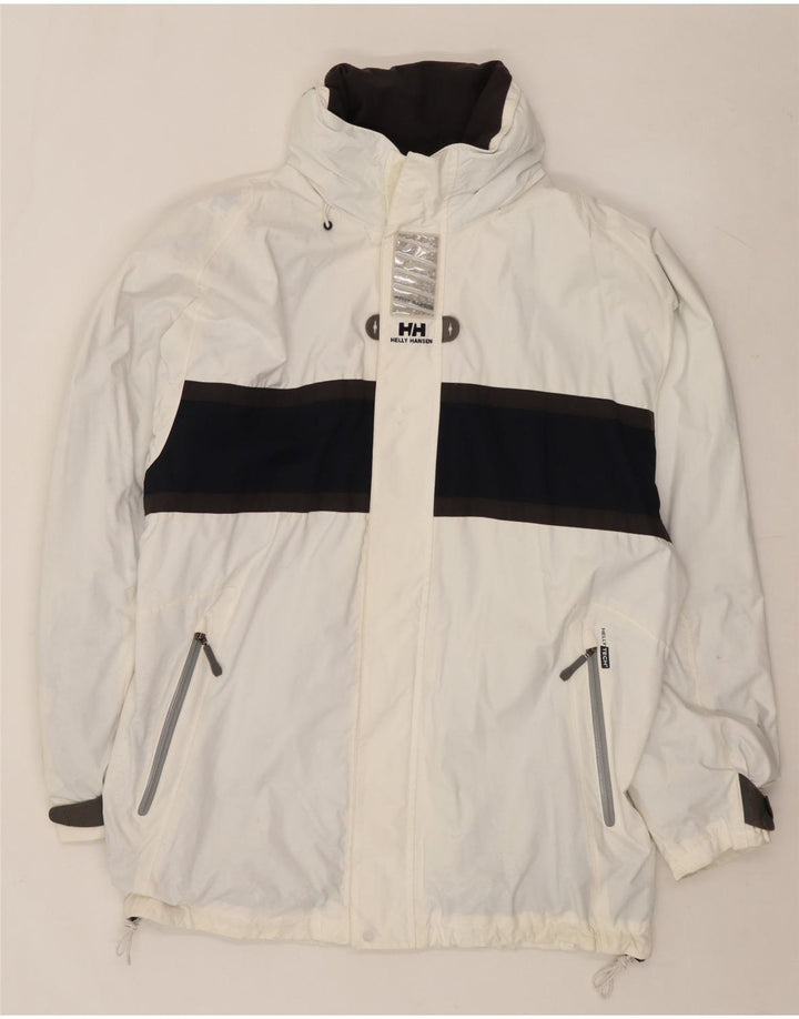 Helly Hansen Veste de pluie à capuche pour homme UK 40 Large Blanc Colorblock