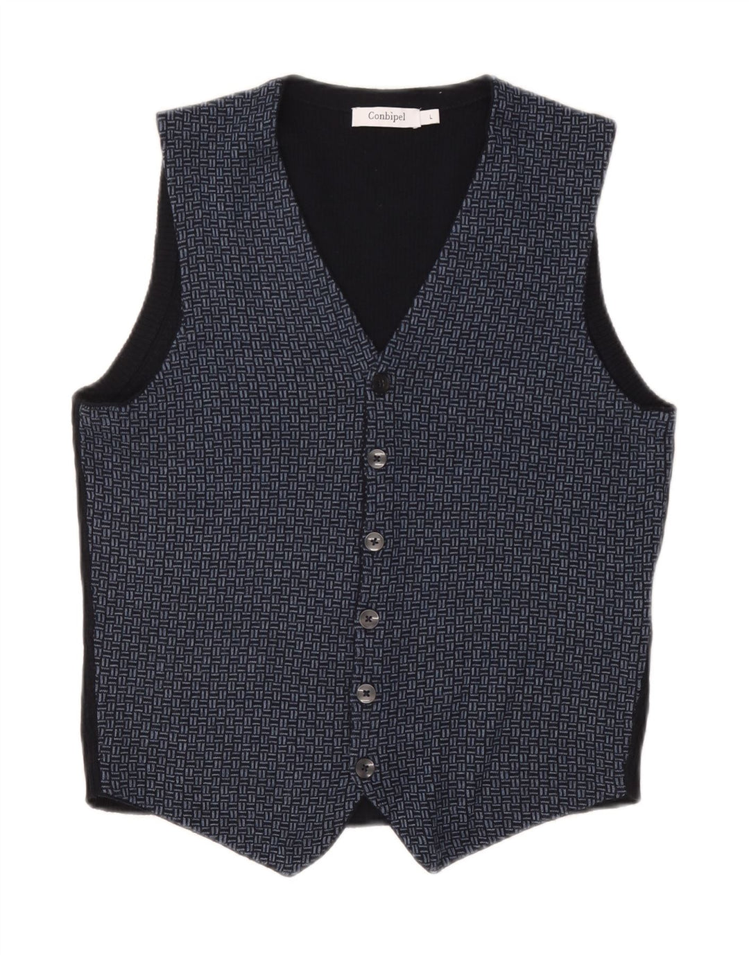 Conbipel Gilet Tricot Homme Grande Laine Géométrique Bleu Marine