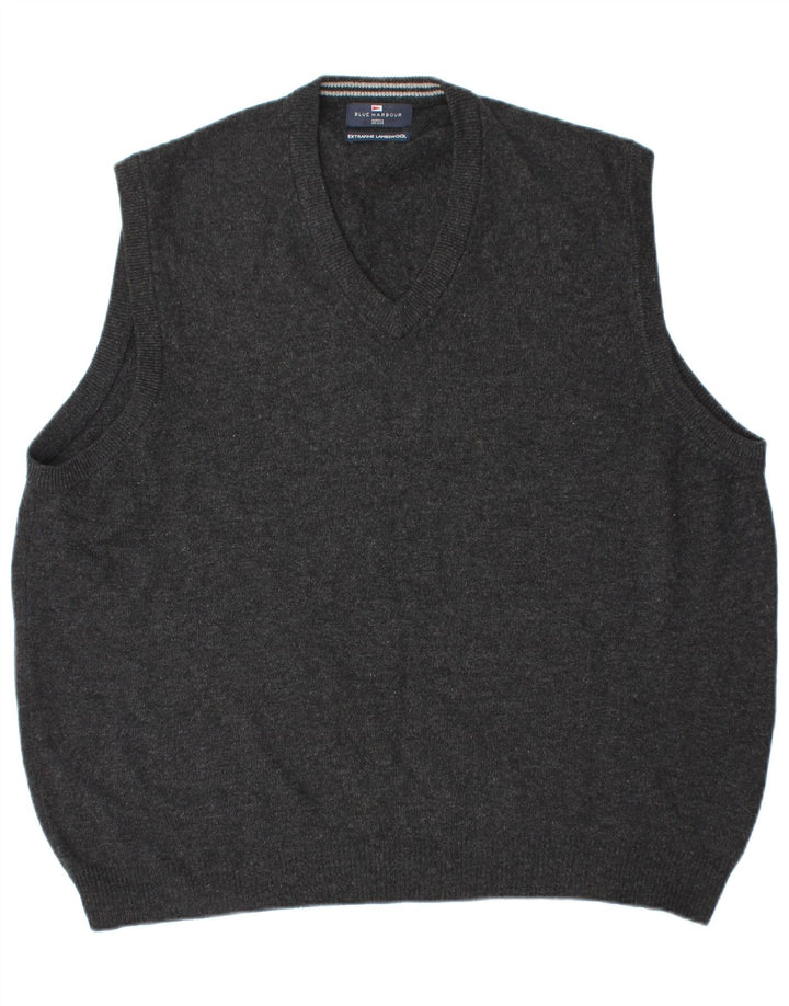 MARKS & SPENCER Débardeur Blue Harbour Vest Homme Large Noir Laine d'Agneau