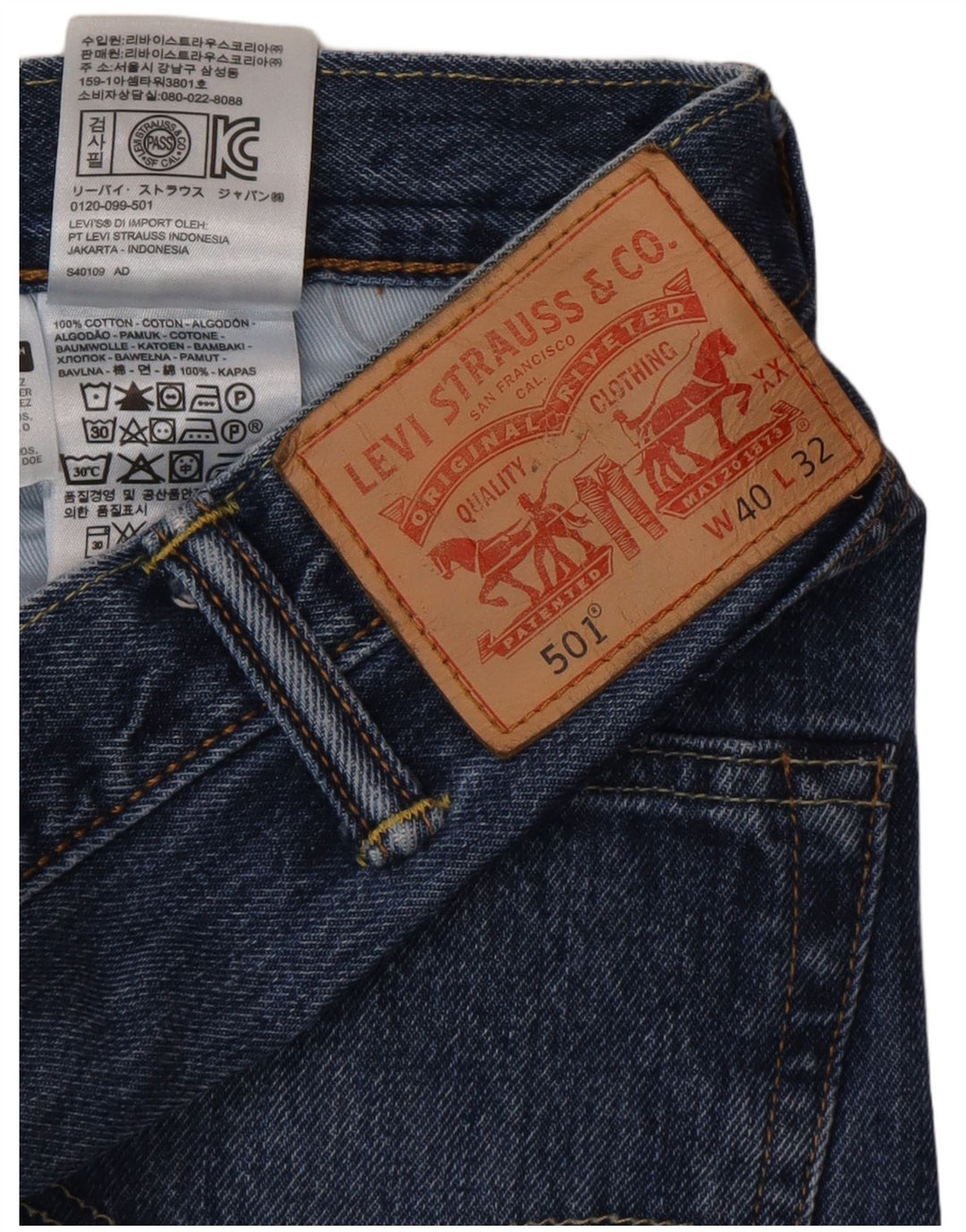 Levi's Jean Droit 501 Homme Bleu W40 L32 Coton