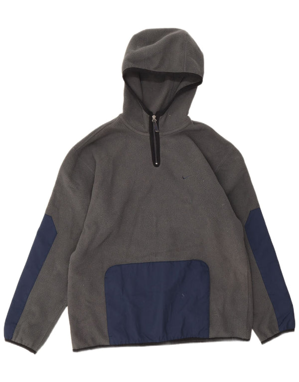 Nike Pull à capuche en polaire avec col zippé pour homme UK 39/41 Gris moyen Colourblock