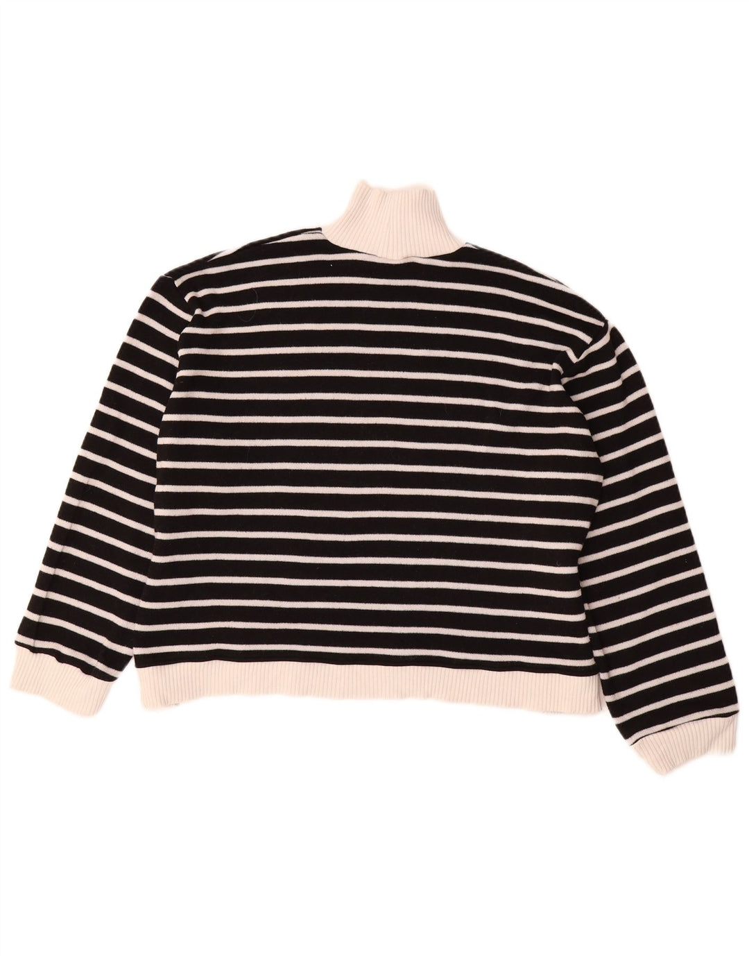 Zara Pull col roulé pour femme UK 14 Medium Noir Rayé