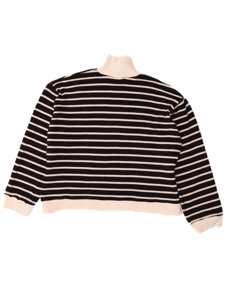 Zara Pull col roulé pour femme UK 14 Medium Noir Rayé
