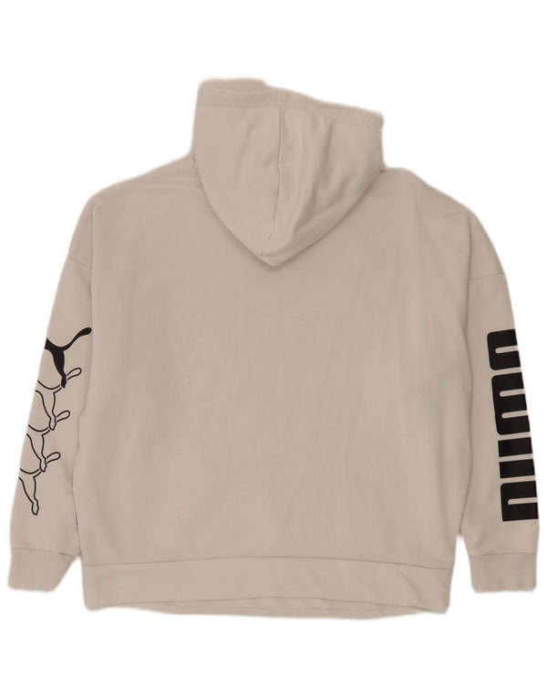 Puma Pull à capuche graphique surdimensionné pour femme UK 14 Coton blanc moyen