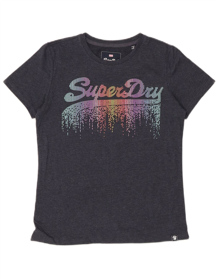 SUPERDRY T-shirt graphique pour femme UK 10 Small Gris