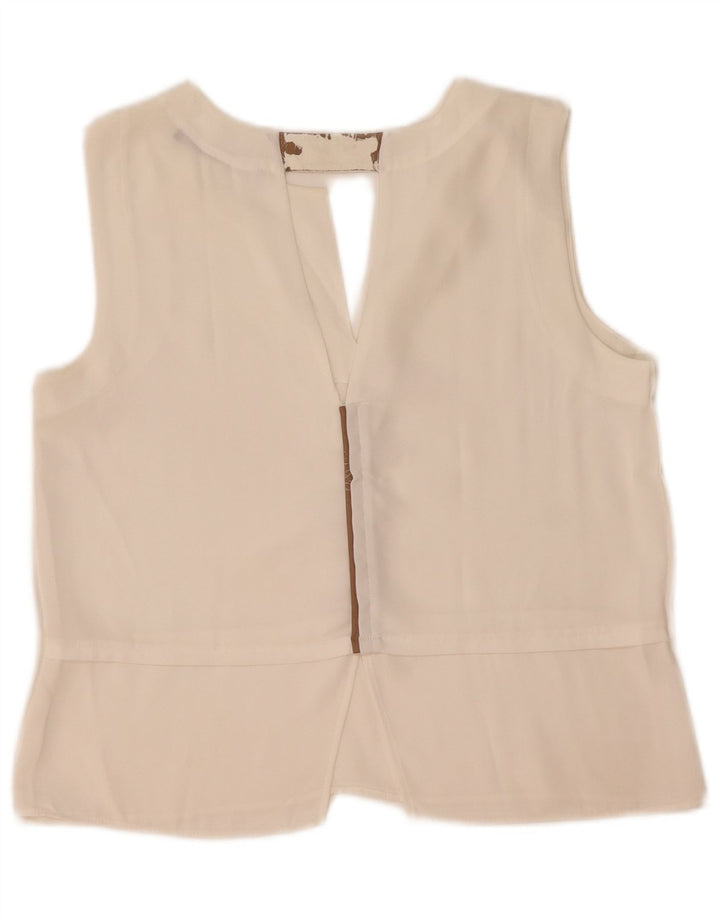 Zara Chemisier sans manches pour femme UK 18 XL Blanc