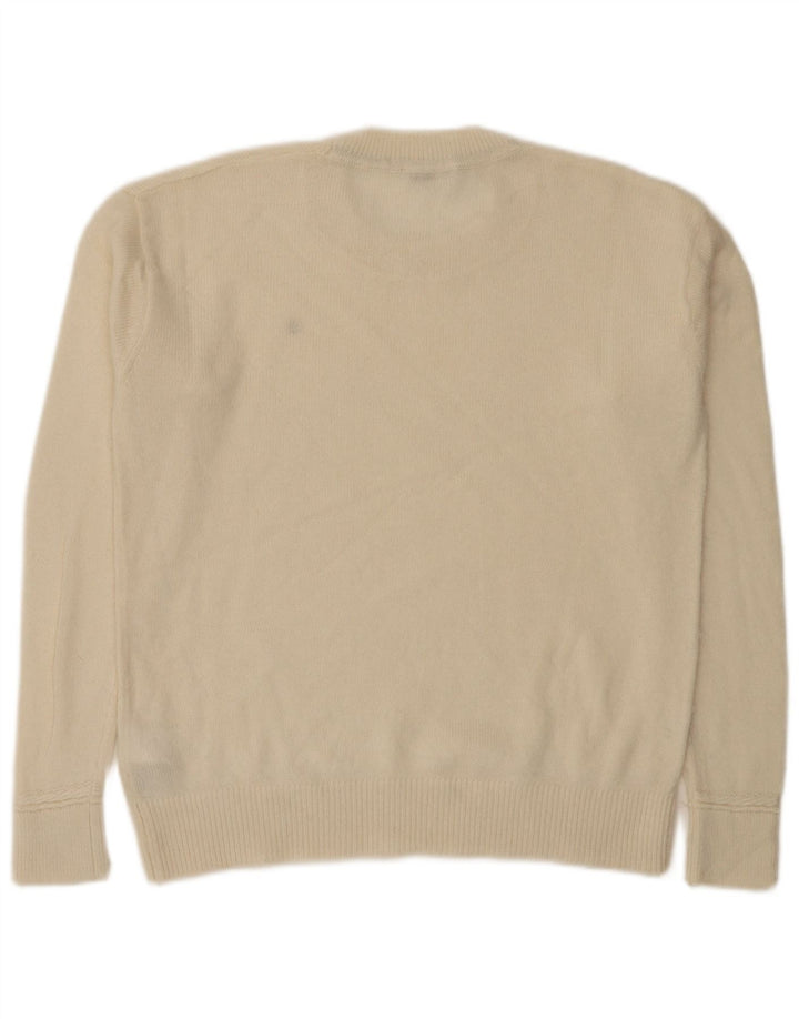 Tommy Hilfiger Pull à col rond pour femme UK 14 en laine blanc cassé moyen