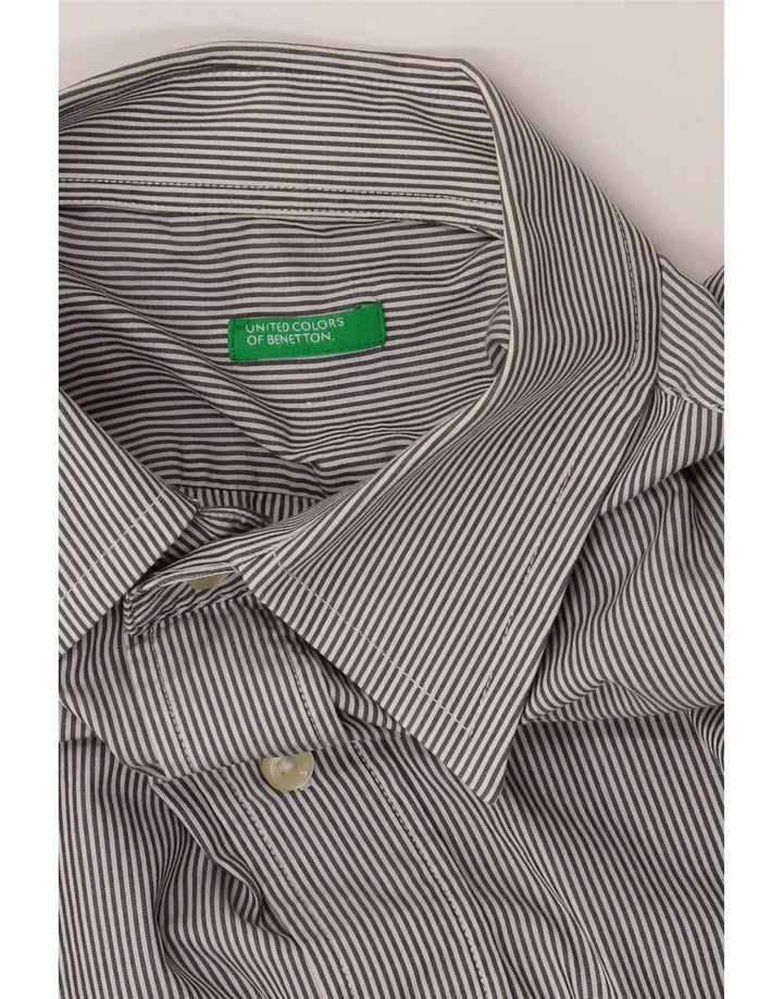 BENETTON Mens Shirt Medium Grey Pinstripe Vintage Benetton and Second-Hand Benetton from Messina Hembry 