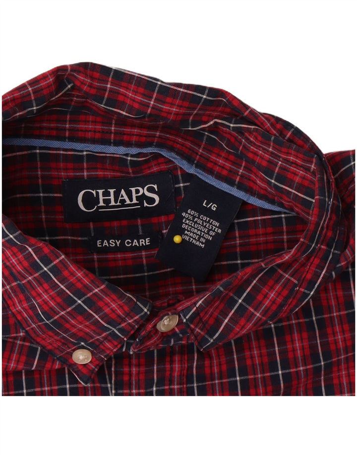 Chaps Chemise Homme Facile d'entretien Grand Carreau Rouge Coton