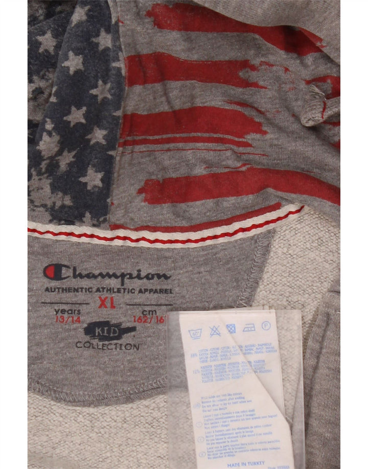 CHAMPION Pull à capuche zippé graphique pour fille 13-14 ans XL Gris Coton