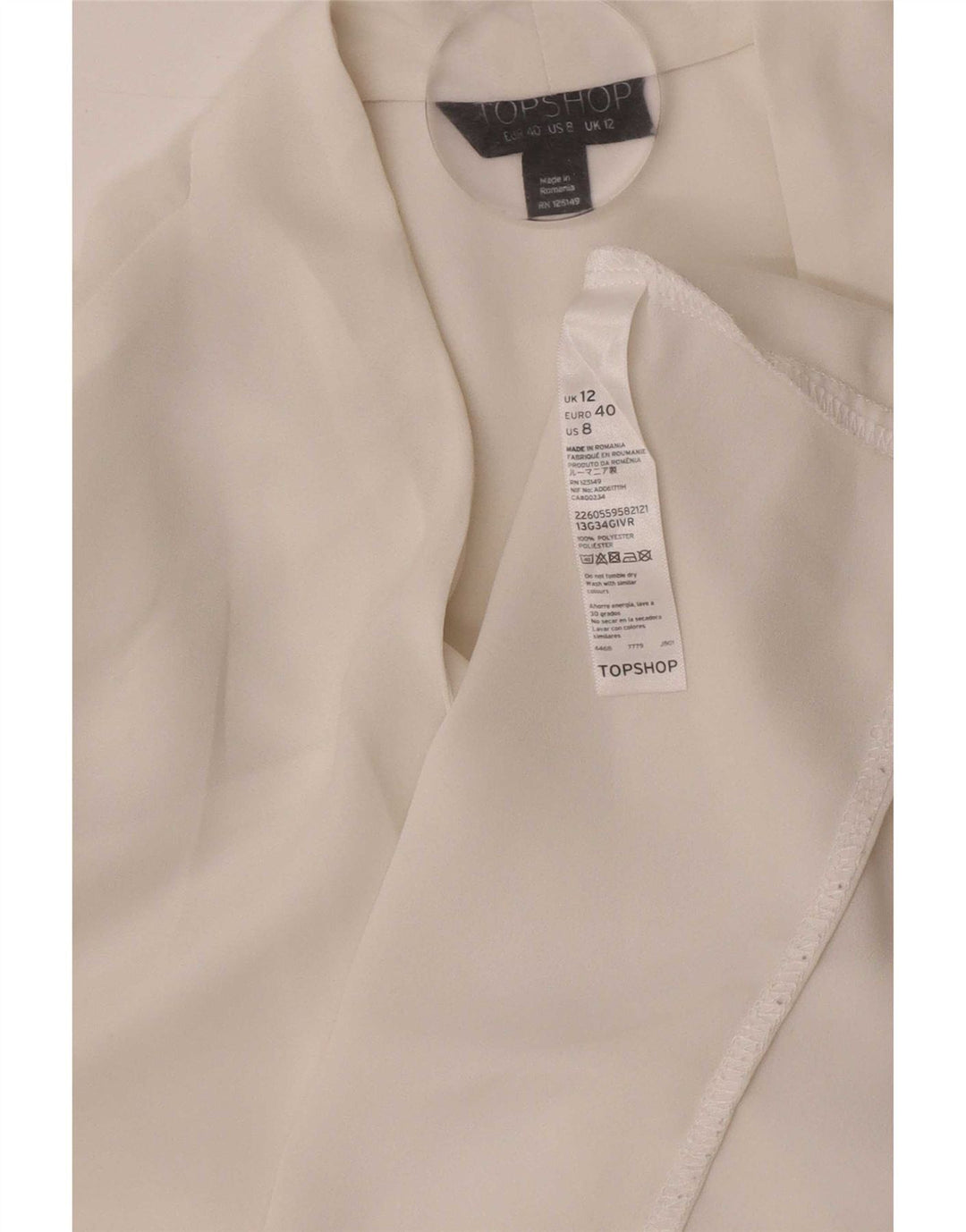 Topshop Chemisier à manches longues pour femme UK 42 Polyester blanc moyen