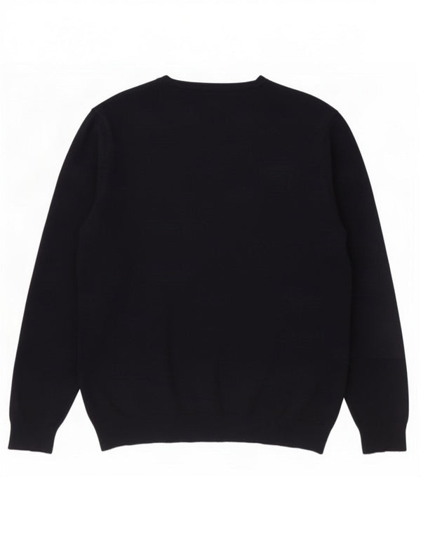 Zara Mens V-Neck Jumper Sweater 2XL Navy Blue