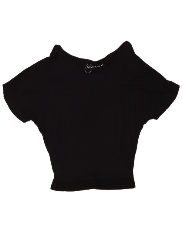 Desigual Womens Graphic Batwing Blouse Top UK 10 Petit Noir Géométrique
