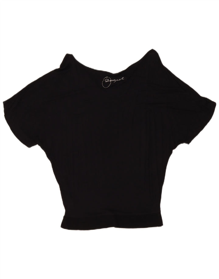 Desigual Womens Graphic Batwing Blouse Top UK 10 Petit Noir Géométrique