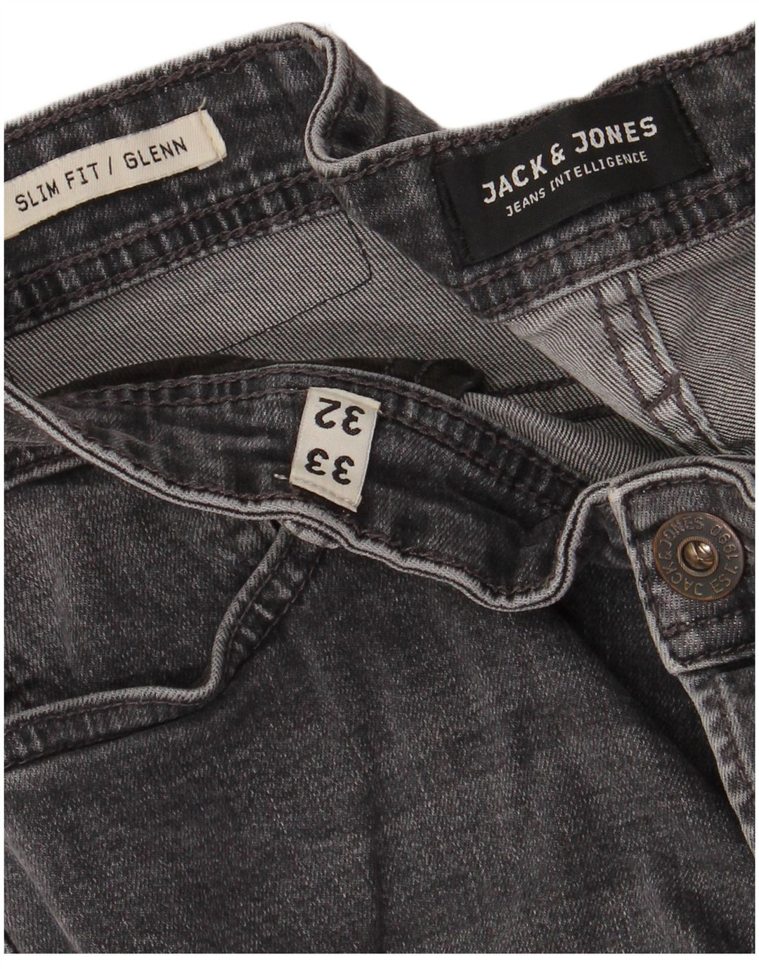 JACK & JONES Jean Slim GLENN W32 L32 Homme Gris Coton