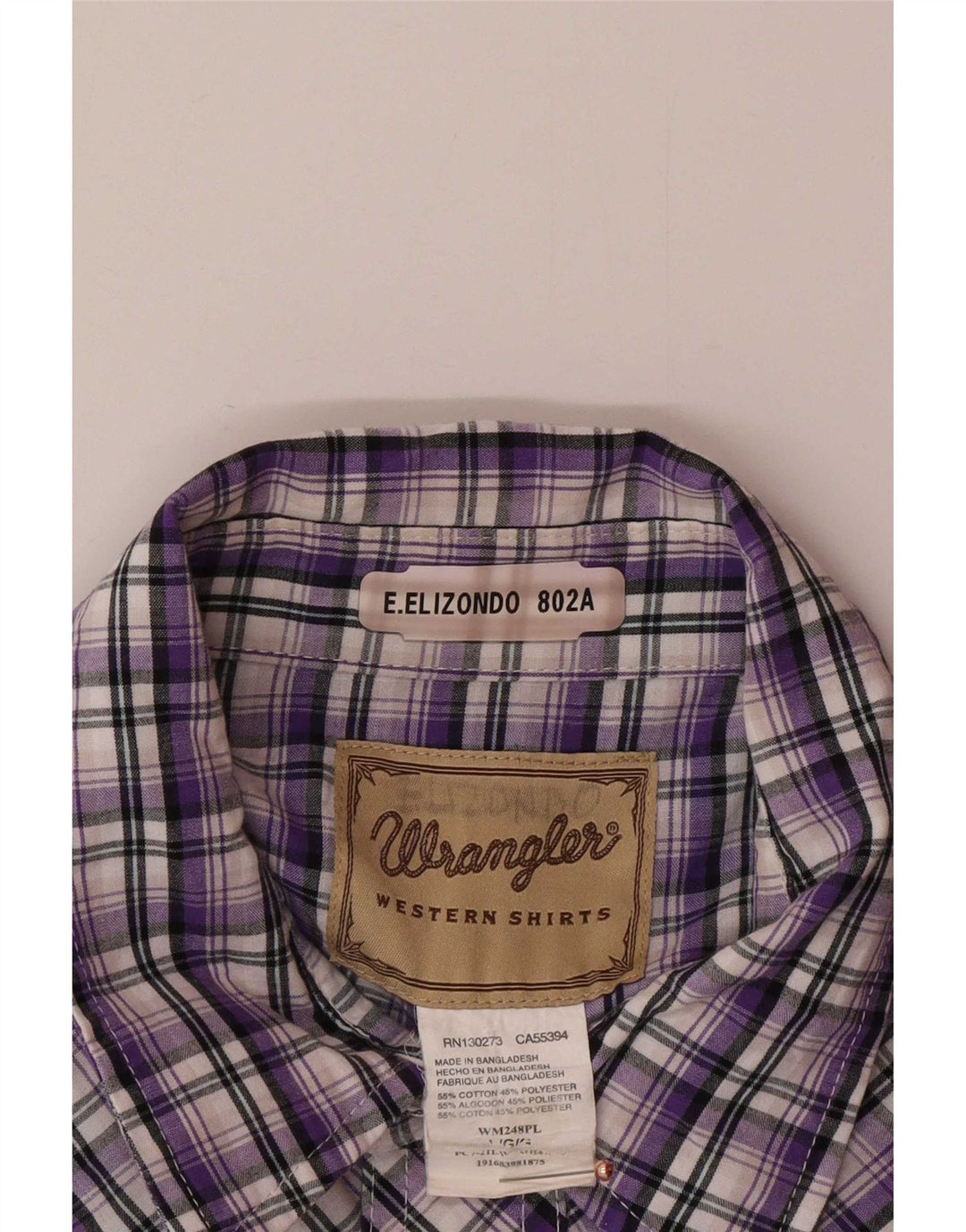 Wrangler Chemise à manches courtes pour homme en coton à carreaux violets