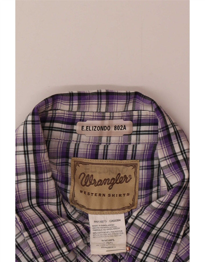 Wrangler Chemise à manches courtes pour homme en coton à carreaux violets