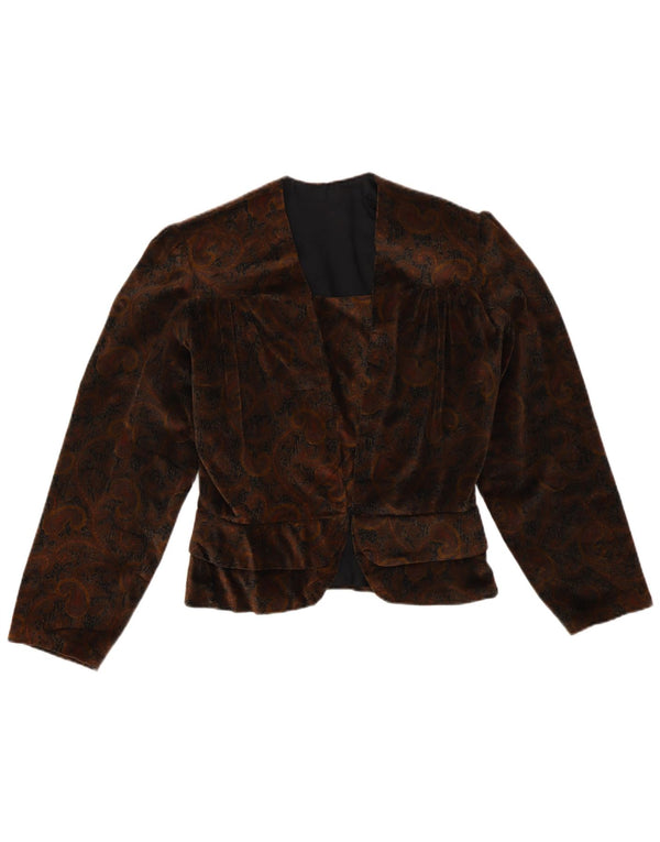Veste blazer en velours femme vintage UK 12 Medium Brown Paisley