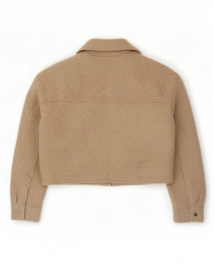 Zara Womens Crop Oversize Bomber Veste UK 6 XS Beige