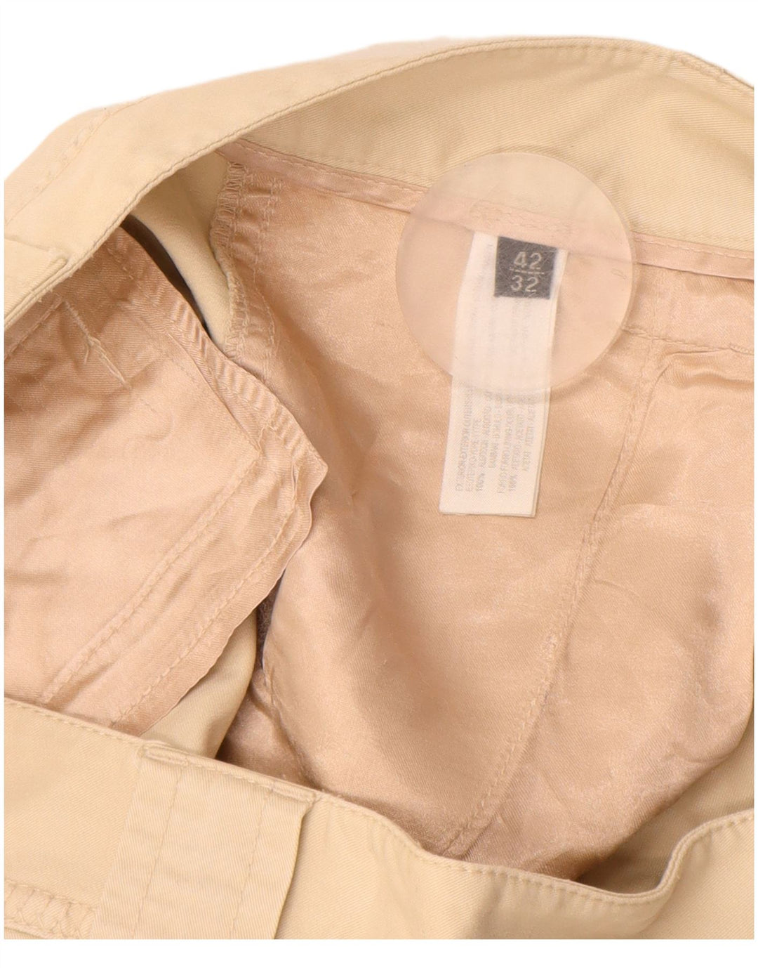 MASSIMO DUTTI Pantalon Chino Droit Femme EU 42 Large W32 L33 Beige