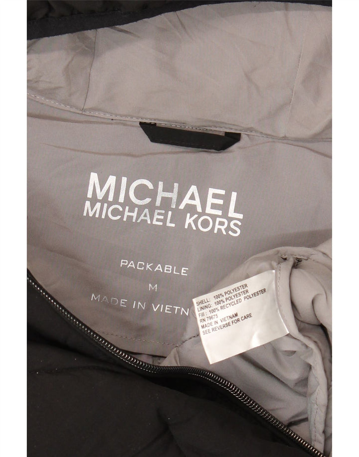 Michael Kors Manteau rembourré à capuche pour femme UK 14 Medium Noir Polyester
