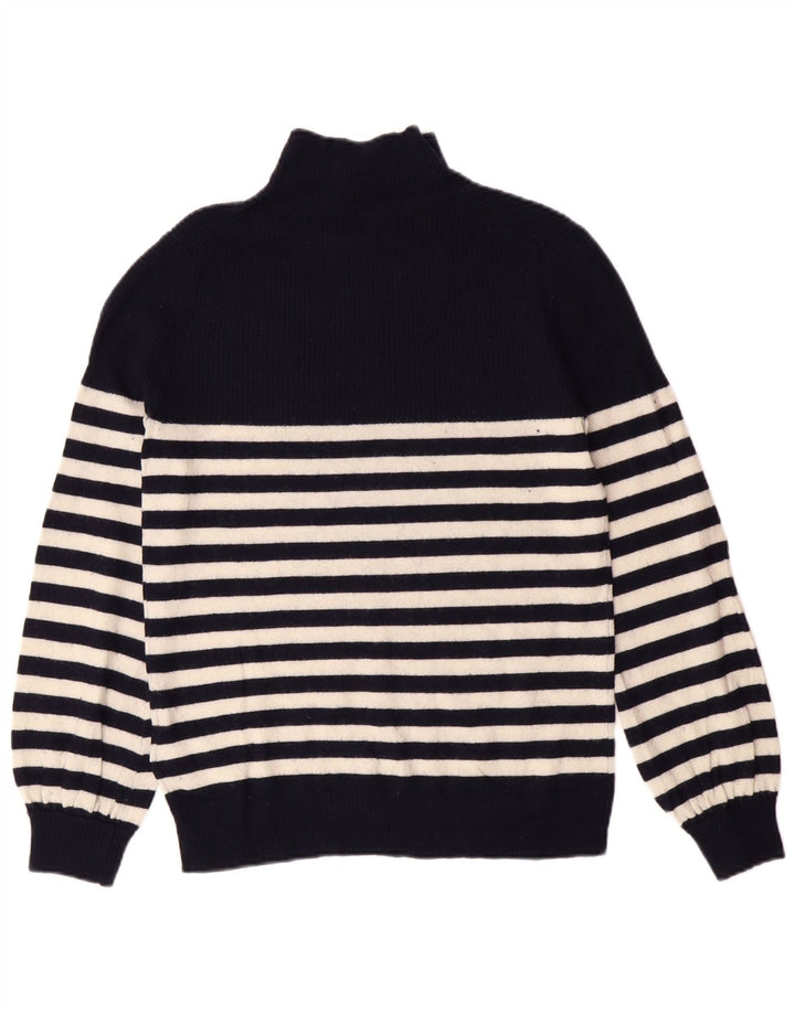 WHISTLES Pull à col roulé pour femme UK 10 Petit Bleu marine rayé