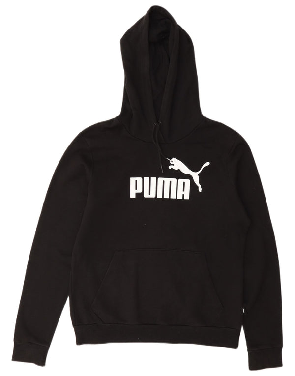 Puma Pull à capuche graphique pour femme UK 14 Large Noir Coton