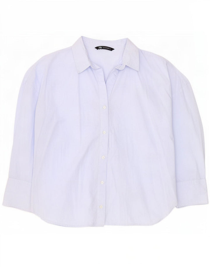 Chemise Femme Zara UK 20 2XL Bleu Coton