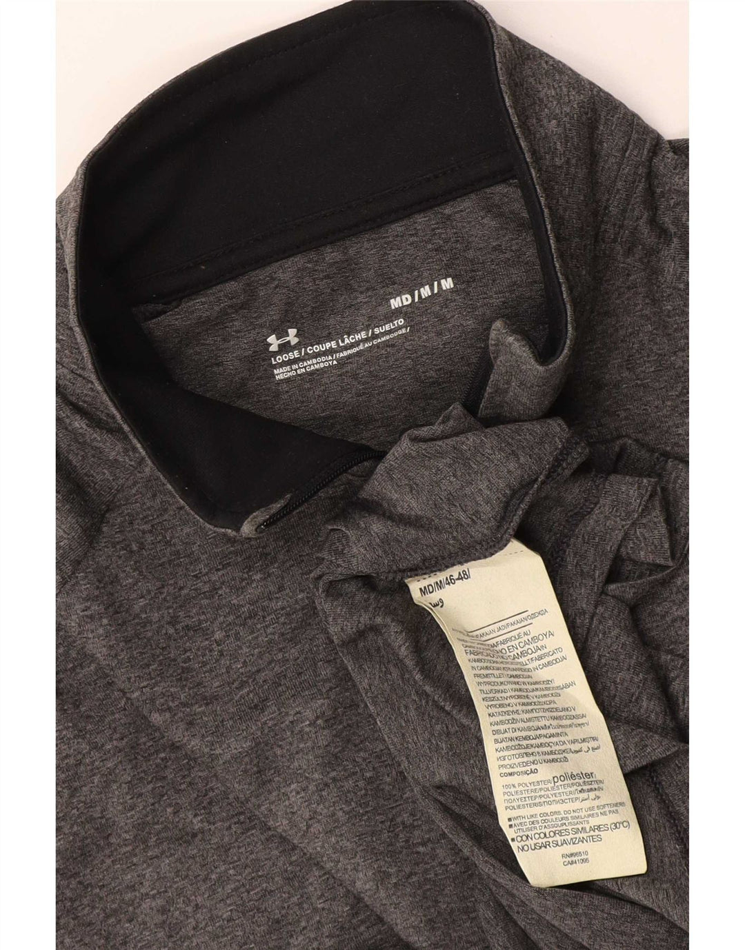 Under Armour Haut Zip Neck Manches Longues Homme Gris Moyen Polyester
