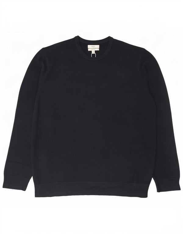 Marks & Spencer Pull col rond pour homme 2XL Bleu marine Acrylique