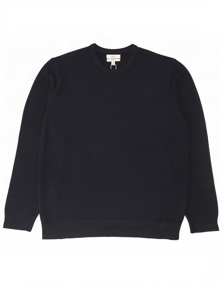 Marks & Spencer Pull col rond pour homme 2XL Bleu marine Acrylique