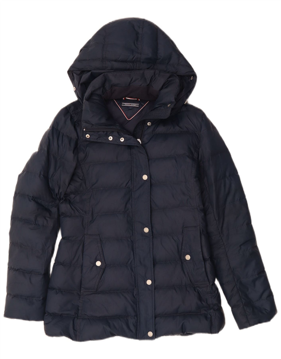Tommy Hilfiger Veste matelassée à capuche pour femme UK 10 Small Bleu marine Polyester